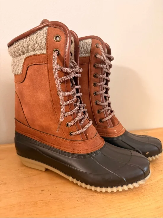 Women’s Waterproof Lace-Up Winter Boots - Brown/Black