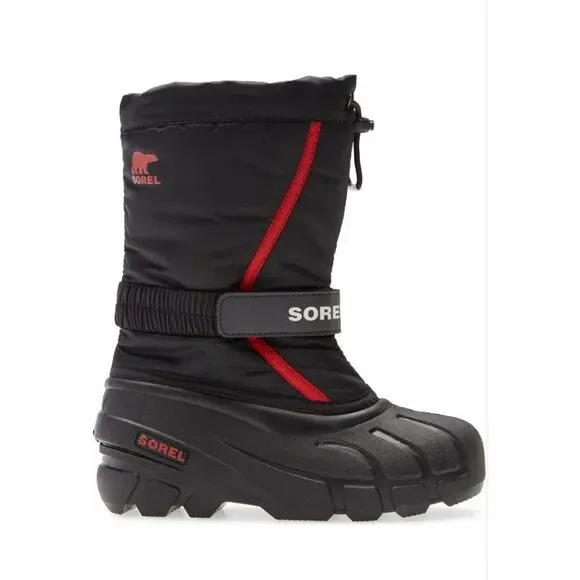 Sorel Winter Snow Boots Black Red Waterproof Thermal Size 6 Women