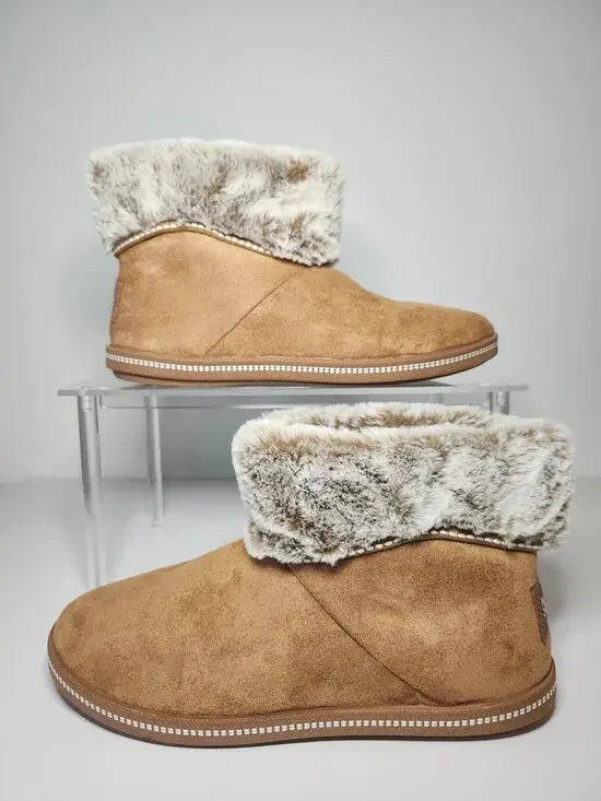 Skechers Women's Keepsakes Ankle Boots Booties Chestnut Brown Sz 8 Faux Fur