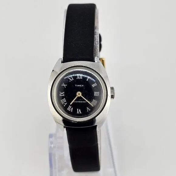 VTG Timex Women's‎ Watch 24MM Black Dial Bands Manual TESTED KEEPING TIME