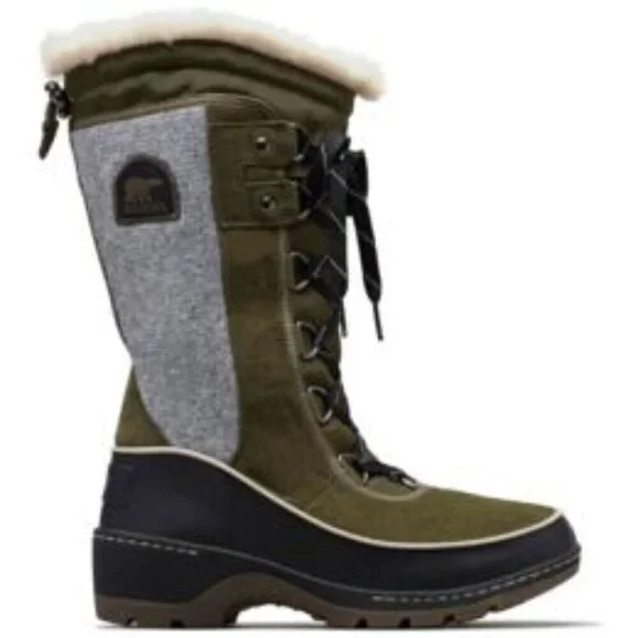 Sorel women's Tivoli high snow boots 7 green grey