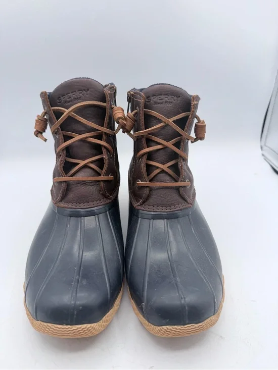 Sperry Brown and Black Womens Waterproof Duck Boots