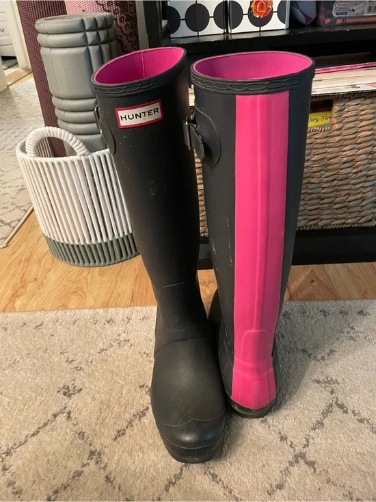 Hunter Original Stripe pink stripe boots women’s US 9/UK 7 Limited Edition