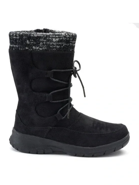 Itasca Winter Boots 6 Womens Black Water Resistant Suede Zip Up Round Toe Deidre