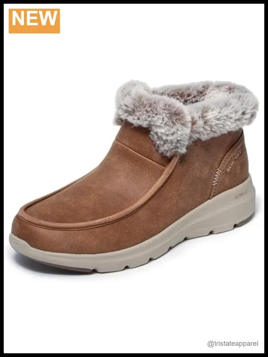 Hands Free Slip-ins Snow Boots Faux Fur Water Repellent Ankle Booties Winter