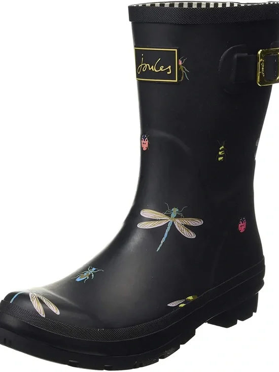 Joules Molly Welly Black Bugs Novelty Print Rain Boots Has Box 9