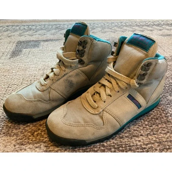 Vintage Merrell Women's Light Traveler Green Gray Leather Hiking‎ Boots Size 6.5