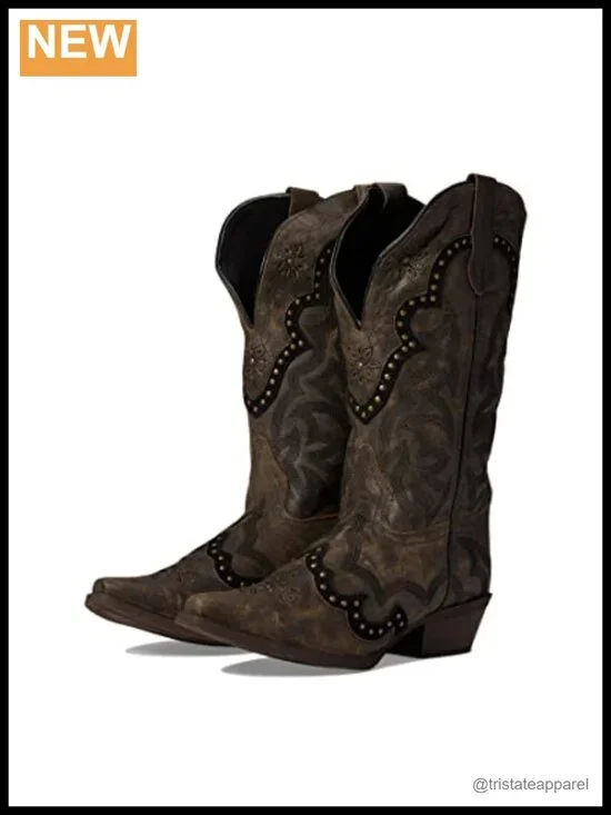 Laredo Skyla Women's Leather Mid-Calf Pull-On Snow Boots, Block Heel, Rubber