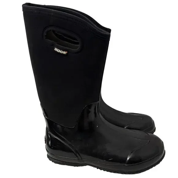 Bogs Boots Women's 12 Classic High Handle Rain Black Rubber Neoprene Waterproof