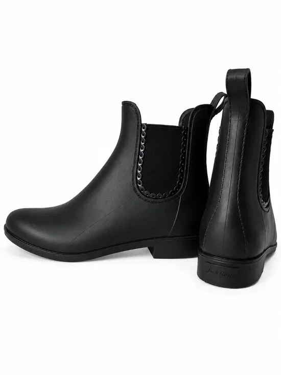 Jack Rogers Sallie Black Chelsea Rain Boots Waterproof Ankle Boots Size 8