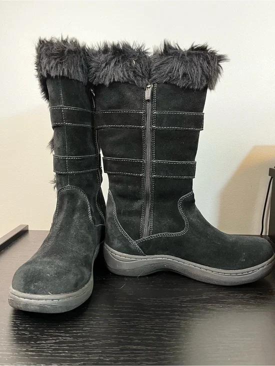 LL Bean Women's Black Nordic Insulated Waterproof Suede Winter Boots Size 6.5