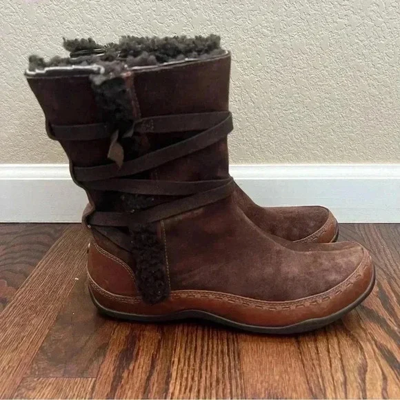 The North Face Isabel II Winter Boots Women’s Size 9 Brown Leather Side Zip