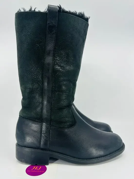Santana Canada Women's Vermont Black Leather Shearling Lined Boots Size 8.5