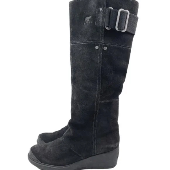 Sorel Women's Black NL2119-010 Suede Waterproof Heeled‎ Slim Winter Boot Size 6