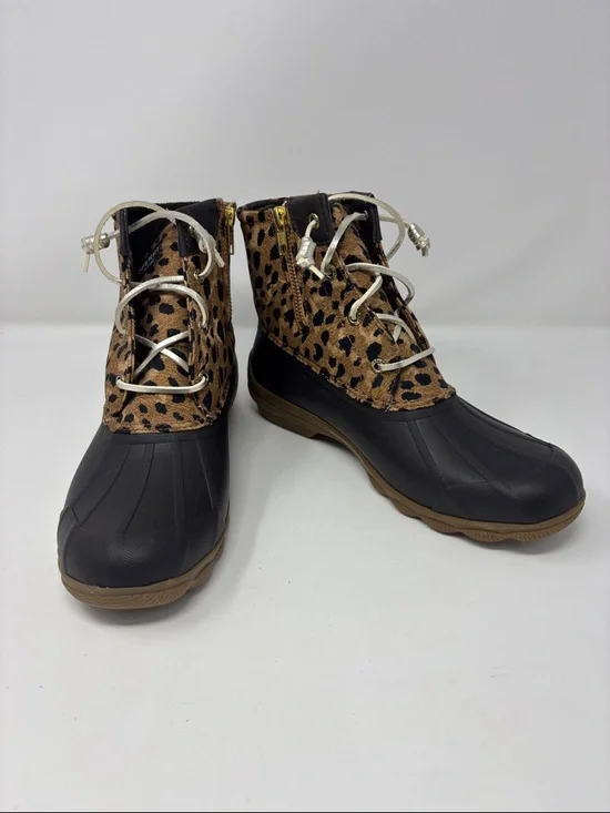 Sperry | Leopard Print Duck Boots -‎ Women's Waterproof Ankle Boot 8.5