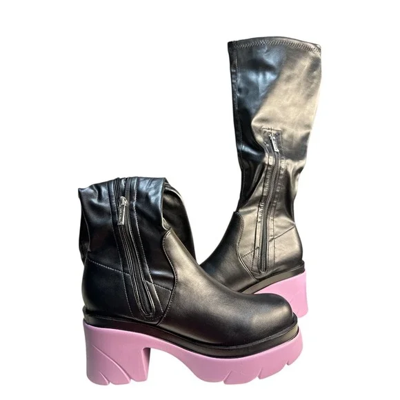 Cape Robin Knee High‎ Black Purple Boots Women's Size 10 NWB On Trend Fashion