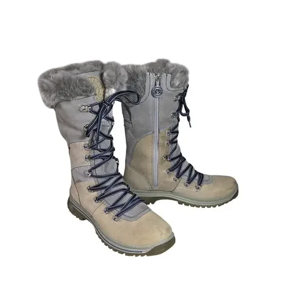 Santana Canada Morella Waterproof Faux Fur Lined Lace Up Winter Boots Womens 9