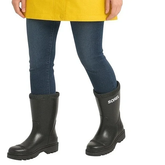Sorel Joan Rain‎ Short Gloss Black Waterproof Boots 11 Gorpcore Camping 24-23