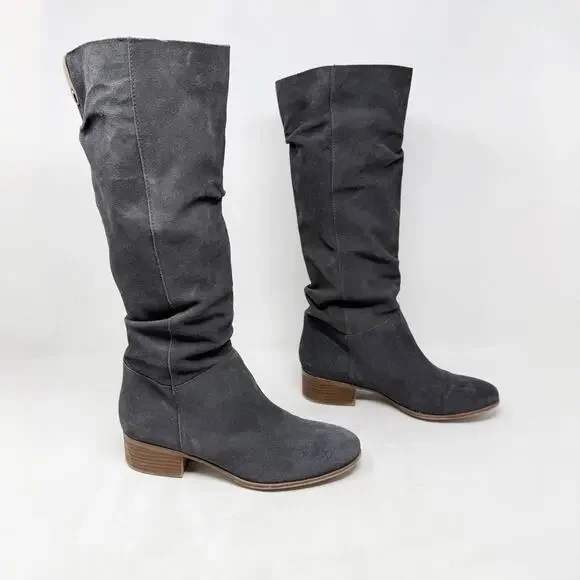 [Steve Madden] Gray Pondrosa Suede Leather Tall Knee High Slouchy Boots Size 9