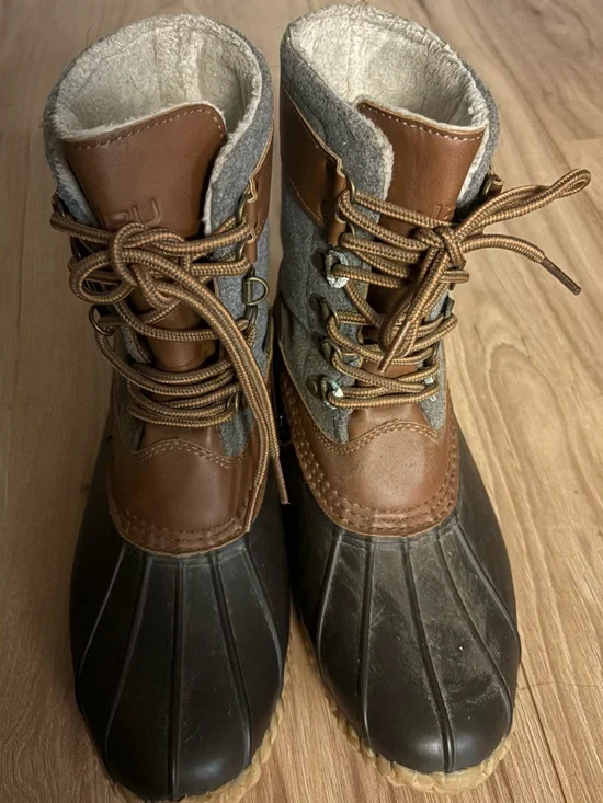 JBU Women's Brown and Gray Winter Duck Boots
