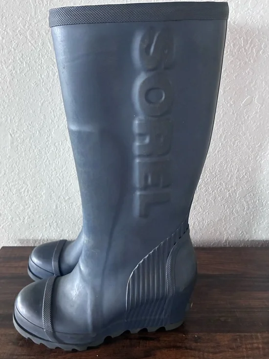 Sorel Joan wedge Tall Women's Rain Boots in Navy 37.5
