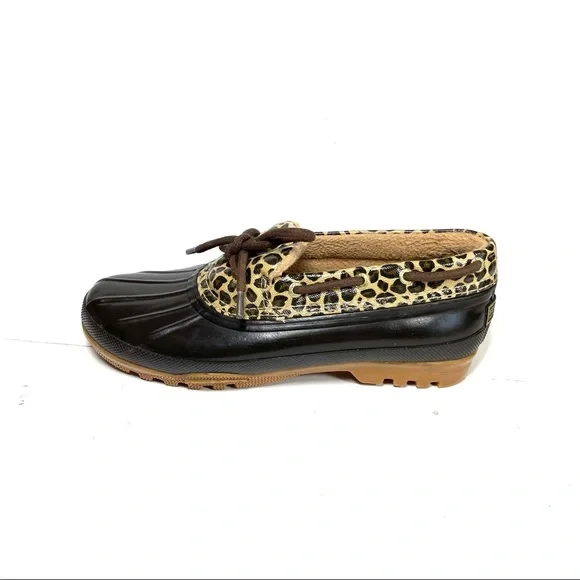 Sperry Top Sider Duck Boots Women’s Size 7 Leopard Print Rubber‎