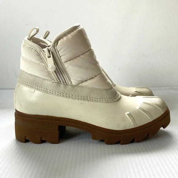 Sperry Syren Ascent Round Toe Boots Off White‎ Womens 7.5