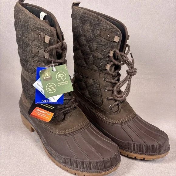Kamik Sienna 3 Waterproof Lace-Up Boots Womens 11 Java NWT Made in USA