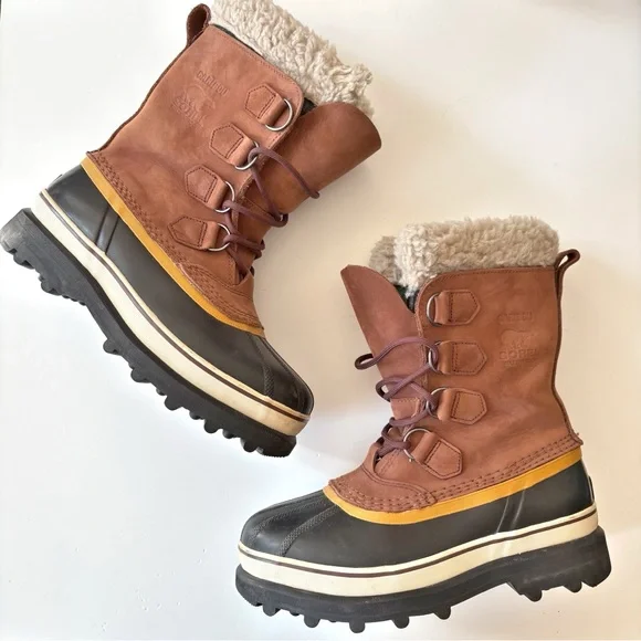 Sorel || Caribou Waterproof‎ Insulted Snow Boots Removable Liner Brown Black 7.5