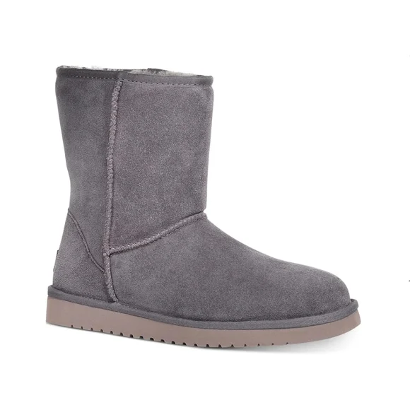 Koolaburra Gray Suede Mid-Calf Shearling Lined Winter Boots