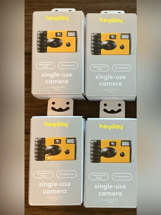 heyday Yellow & Black Single-Use Disposable Cameras - 4 Pack