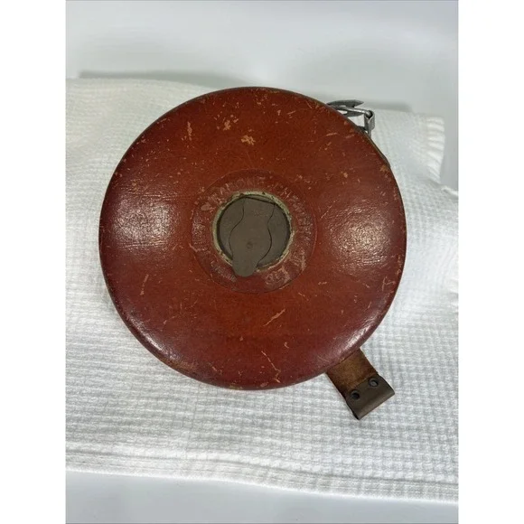Vintage Rabone Chesterman Measuring Tape 100' England Leather Brass