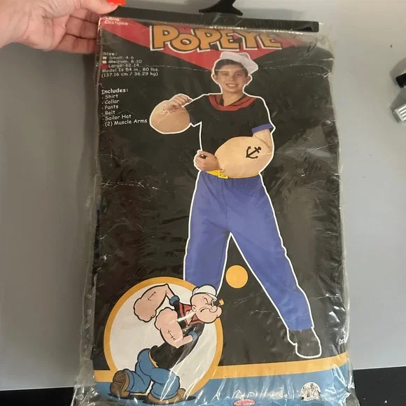 Popeye the Sailor Man Costume Kids Large 12-14 Fun World Muscle Arms 2011‎ New