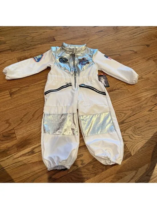 FAO Schwarz Toddler Halloween Astronaut Space Suit New White 3T
