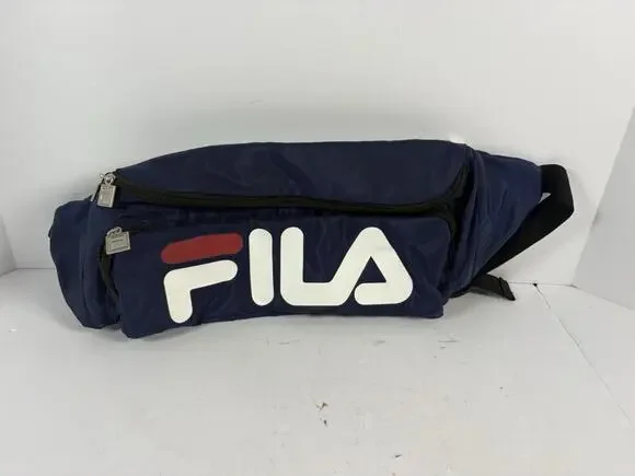 Vintage FILA Fanny Pack Waist Bag Navy Blue Big Logo Hip Pack 90s Y2K Retro