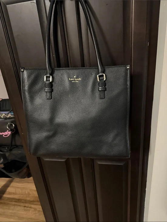 kate spade Black Pebbled Leather Messenger Tote