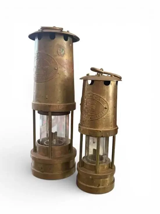 Pair of Weems & Plath Vintage Brass Yacht Oil Lamps / Miner's Style Lanterns