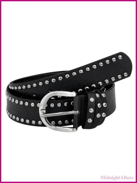 Faux Leather Western Cowboy Belt Embossed Adjustable Studded Pull On