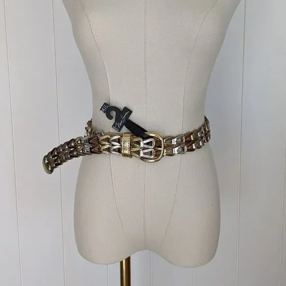 Vintage Nan Lewis, Ribco USA Gold Woven Belt - 39.5