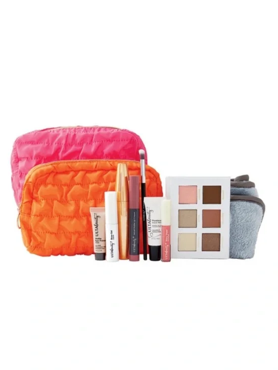 ULTA ORANGE 10p Cosmetic Skincare Bag Mascara Primer Lip Gloss Brow Gel $88