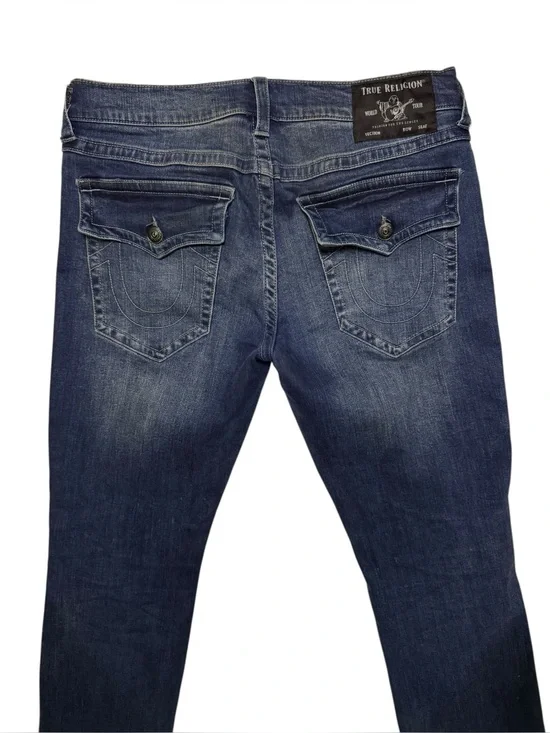 True Religion Men's Ricky Dark Blue Relaxed Straight Fit Denim Jeans Sz 33 READ
