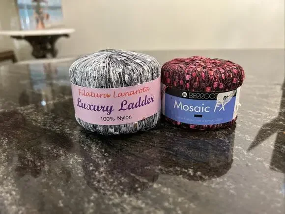 Lot of 2 - Filatura Lanarota & BERROCO Luxury Ladder Trellis Yarn Silvery Pink