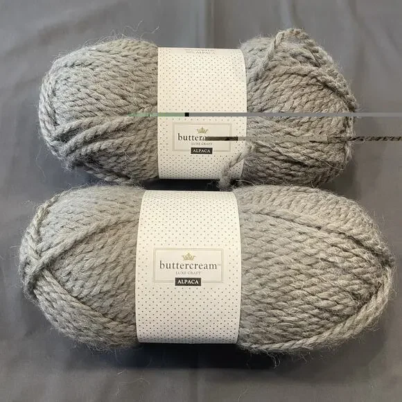 Buttercream Luxe Craft Alpaca Yarn 2 Skeins Charcoal 130yd Super Bulky #6