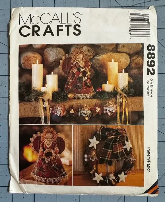 Vintage McCall's 8892 Christmas Country Angel Crazy Quilt Stocking Tree Topper