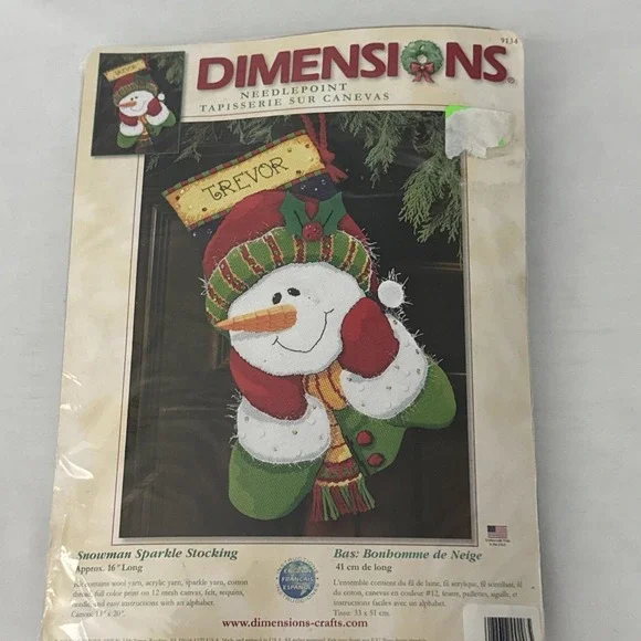 Dimensions Needlepoint Snowman Sparkle Stocking Craft Kit #9134 Approx 16