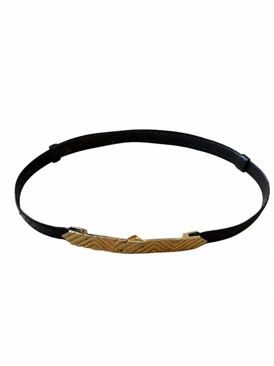 Carlisle Vintage Snakeskin Belt Adjustable Black Gold Hardware