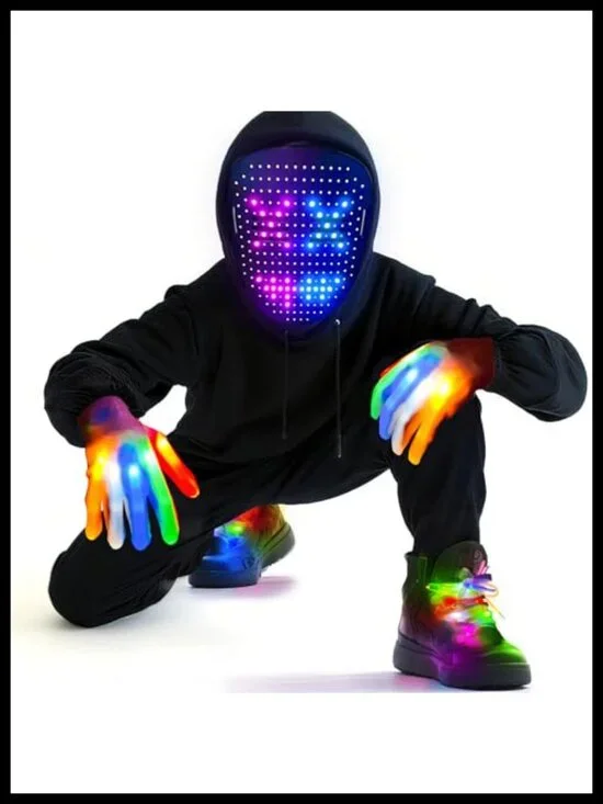 Kids 3 Piece LED Mask Gesture Sensing Gloves Shoelaces Set