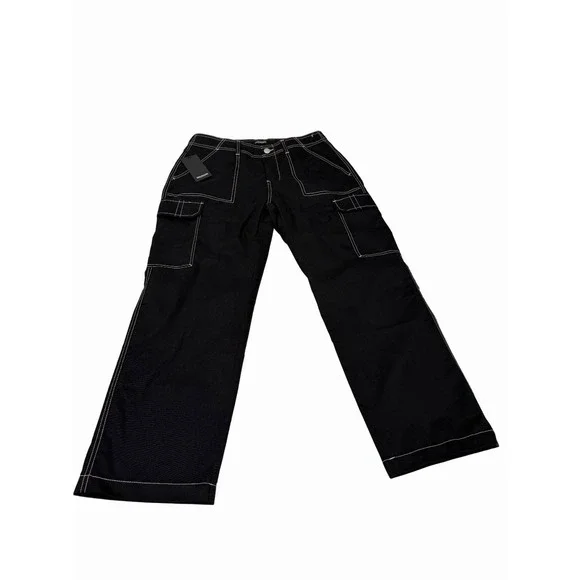 True Religion Mens Bobby Baggy Cargo Jet Black Pants Size 32 NWT
