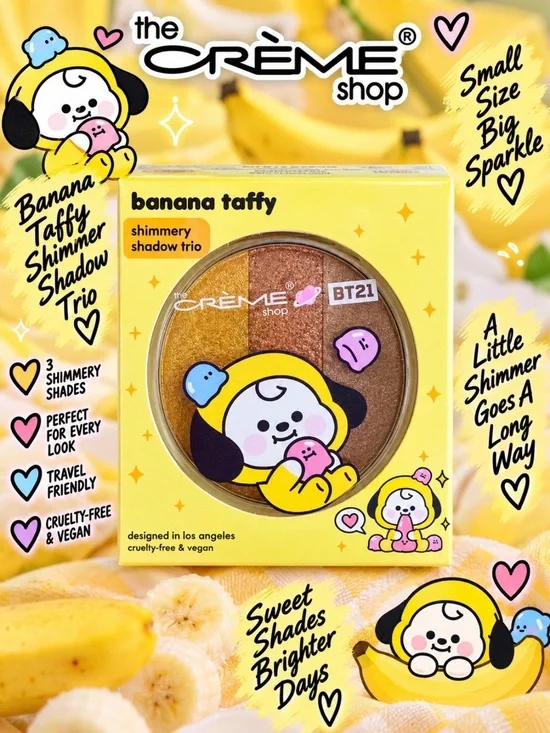 The Crème Shop BT21 Banana Taffy Shimmery Shadow Trio - Limited Edition