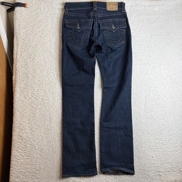 True Religion Ricky Relaxed Straight Jeans Body Rinse Dark 30 (32x33) flap